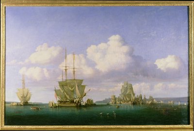 El anclaje de Brest en clima tranquilo, 1844 de Jules Achille Noel